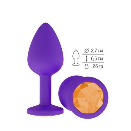Анальная втулка Silicone Purple Small с оранжевым кристаллом
