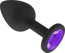 Анальная пробка ONJOY Medium Black с фиолетовым кристаллом