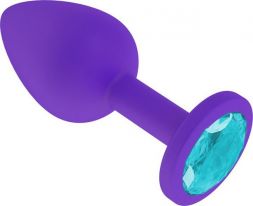 Анальная пробка ONJOY Medium Purple с голубым кристаллом
