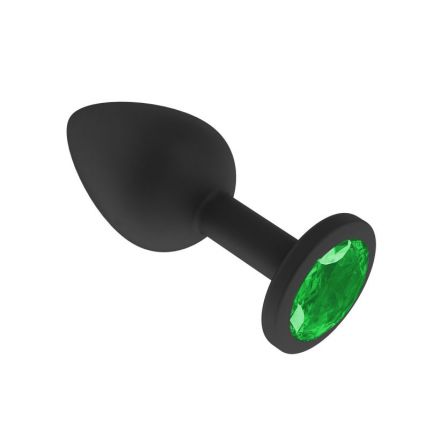 Анальная втулка Black Small с зеленым кристаллом