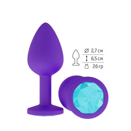 Анальная втулка Purple Small с голубым кристаллом